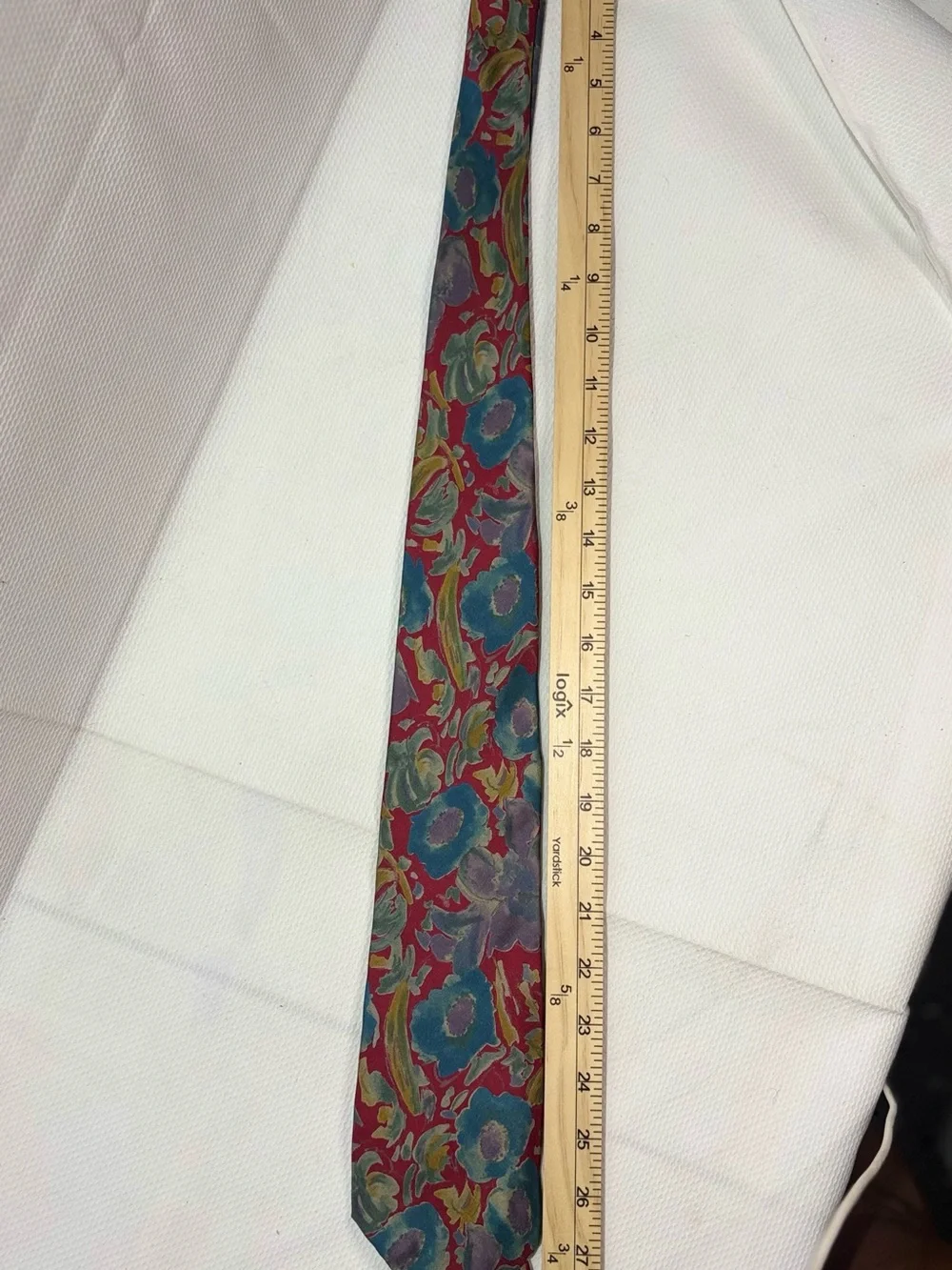 Blair Multicolor Floral Print Silk Tie — Red, Blue, Yellow